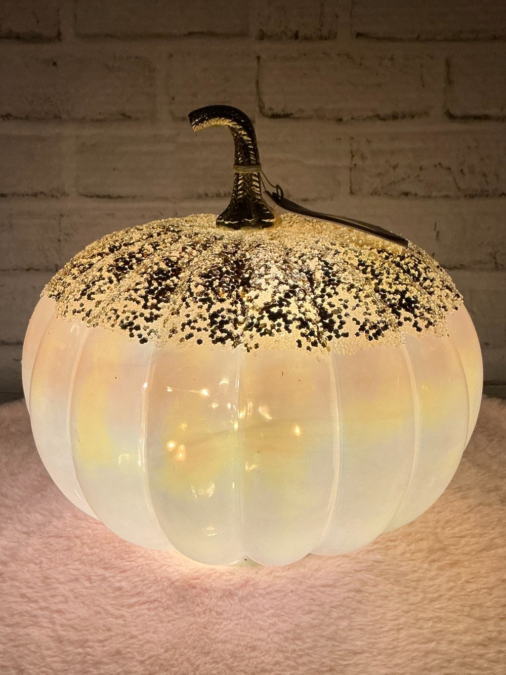 RACHEL ZOE 9in Led Glass Pumpkin With Beading